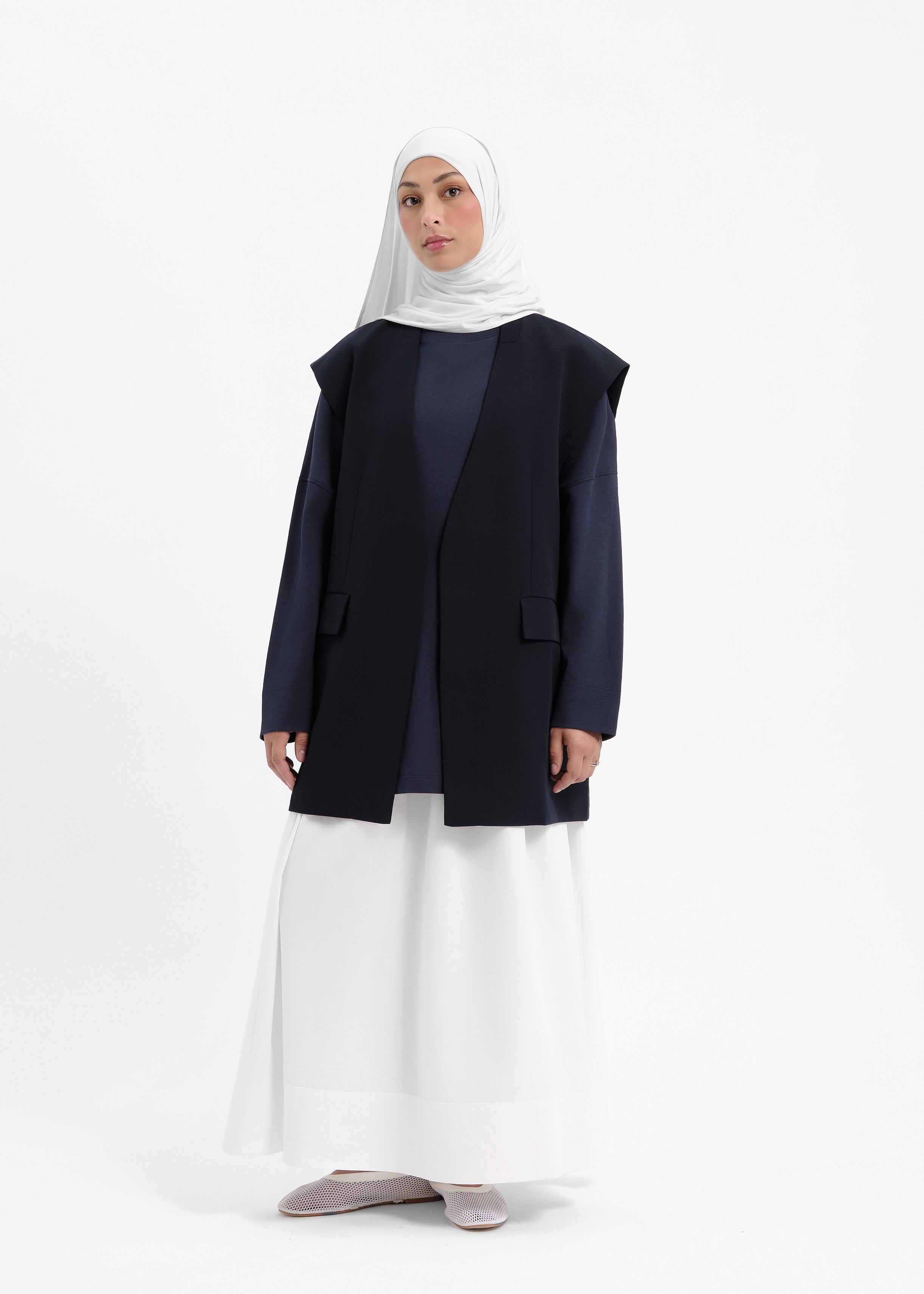 Blazer sans manches bleu marine