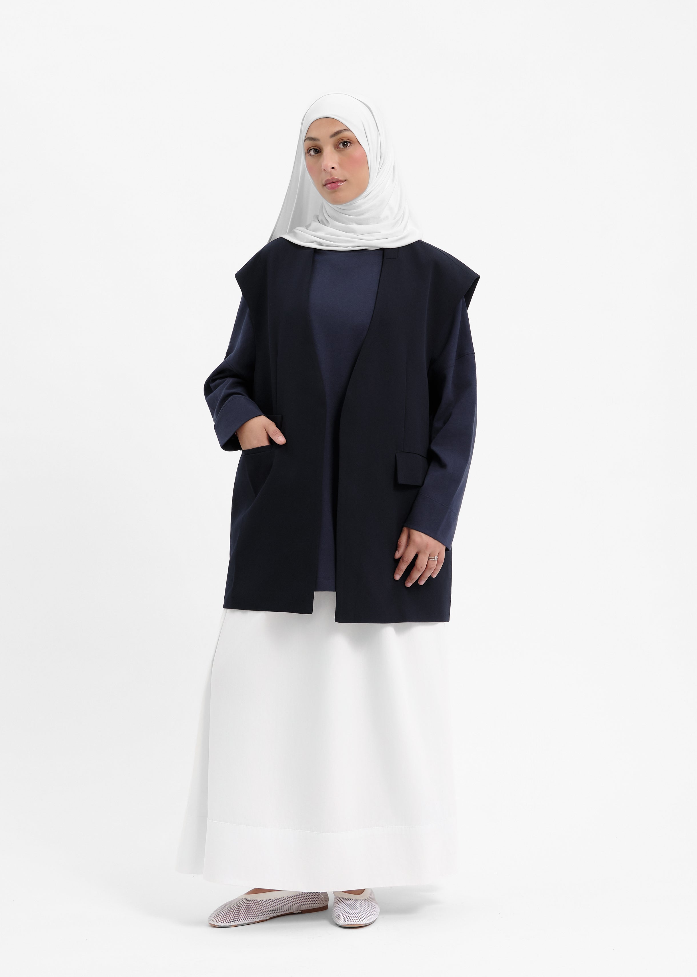 Blazer sans manches bleu marine