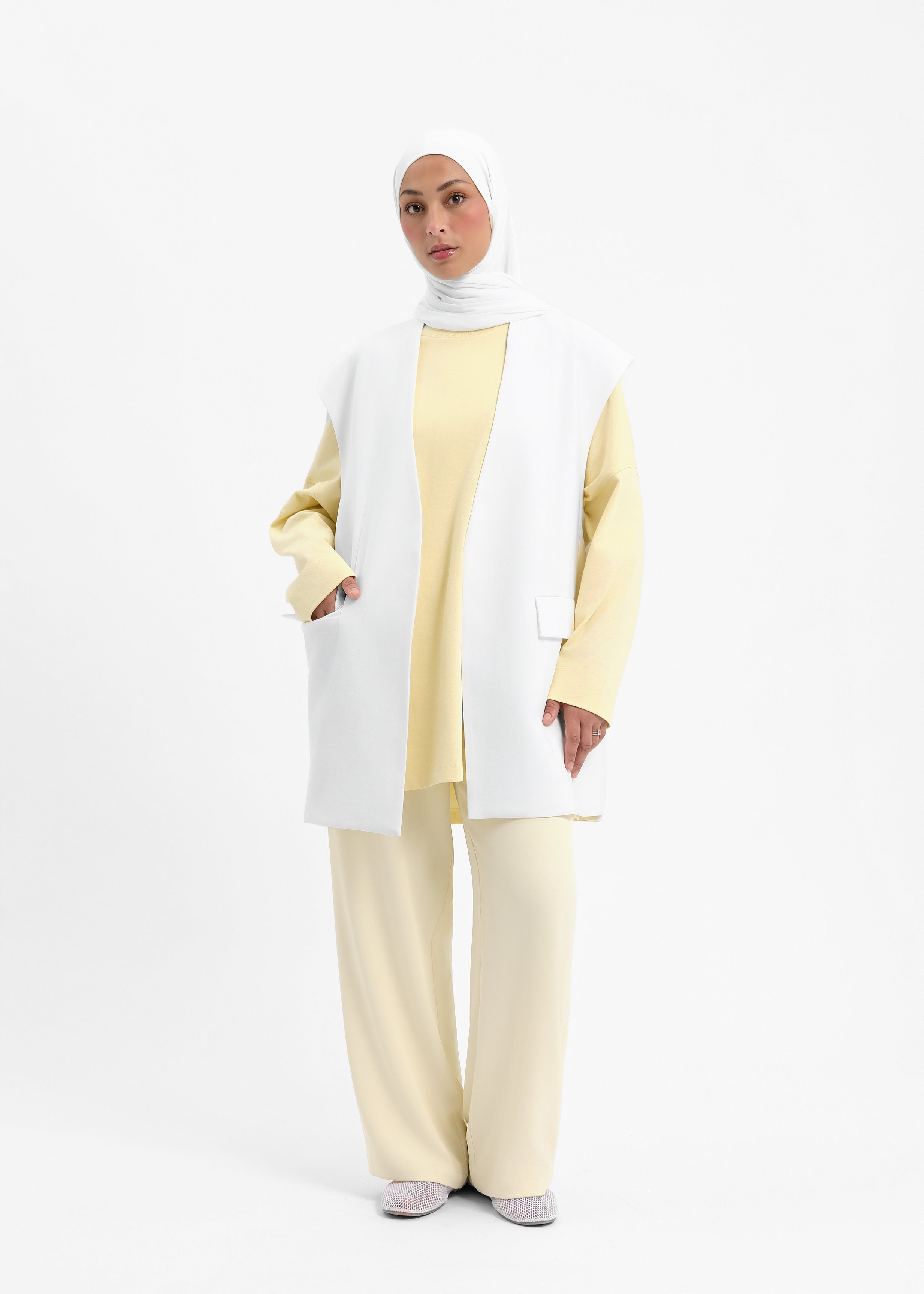 Blazer sans manches blanc