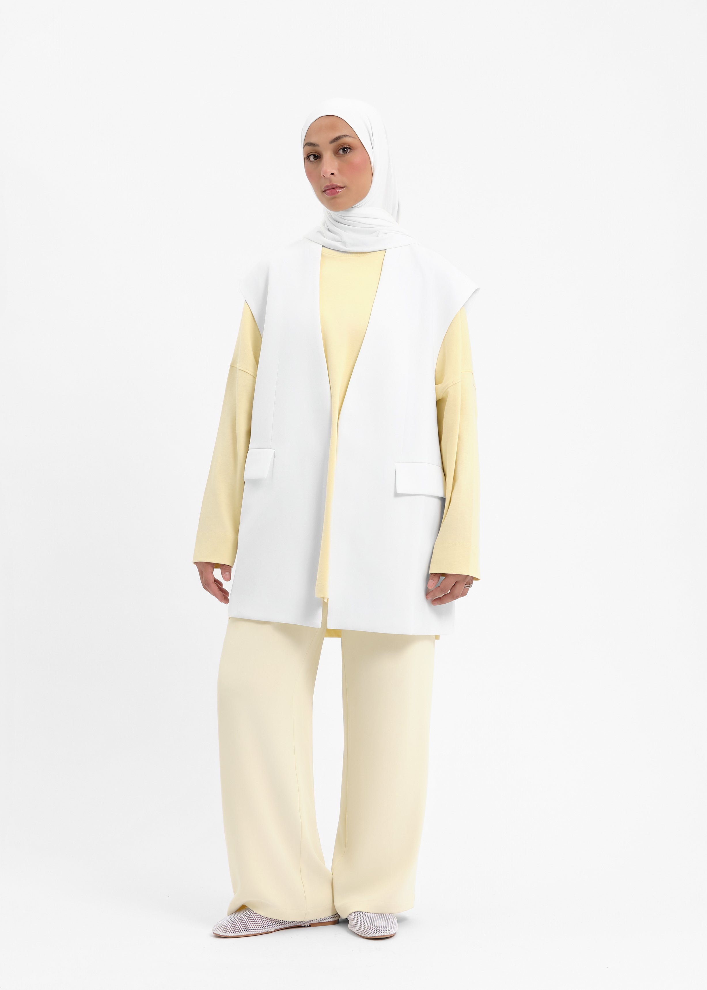 Blazer sans manches blanc