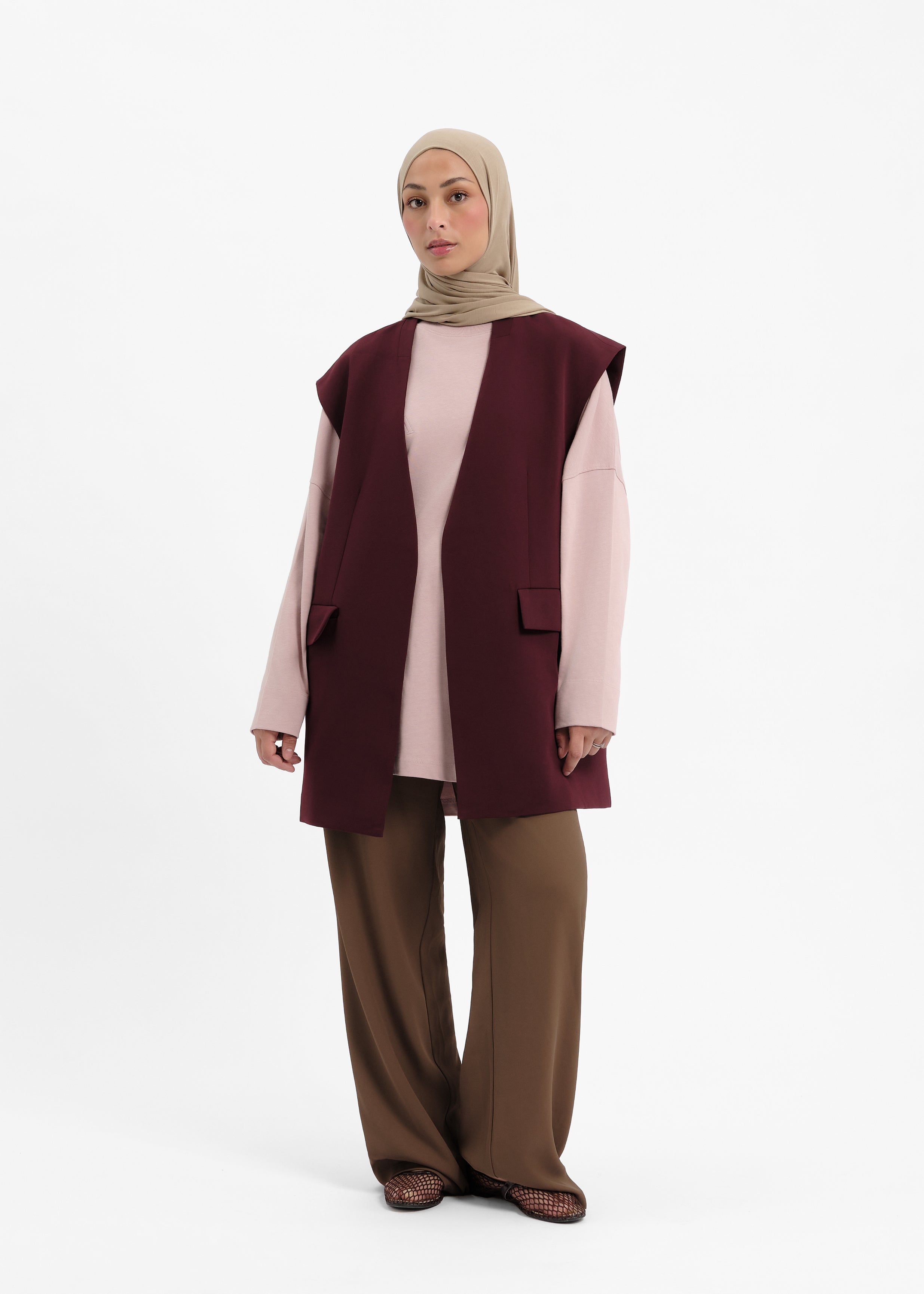 Blazer sans manches bordeaux