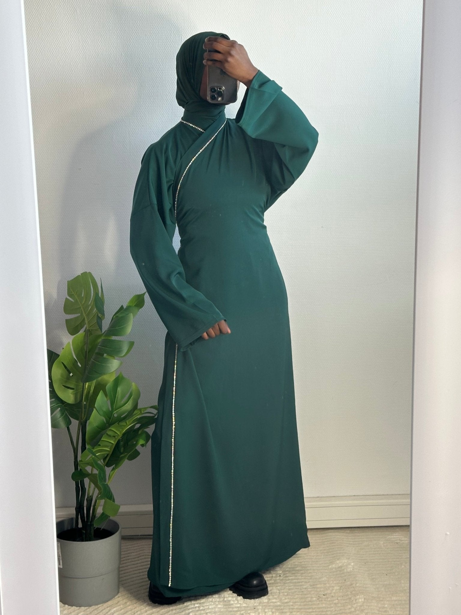 Abaya Cache Coeur Saliha Emeraude