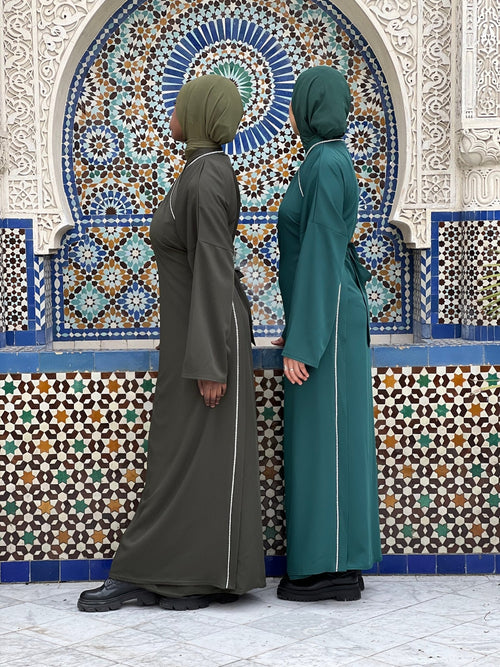 Abaya Cache Coeur Saliha Emeraude