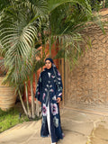 Abaya Garden Bleu (Motif fleurs)