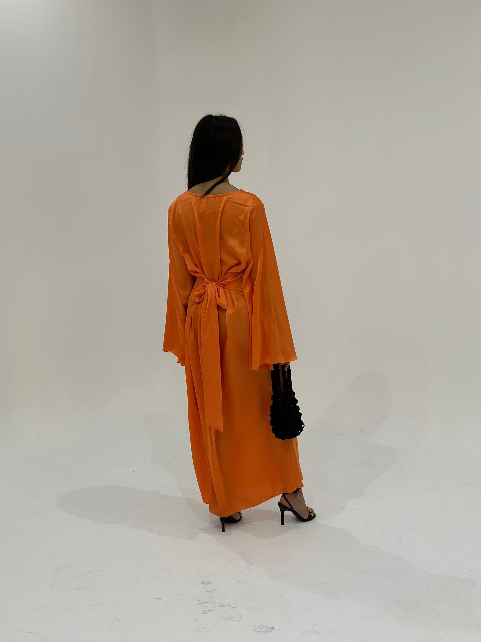 Abaya Sunshine Satiné Orange Pêche