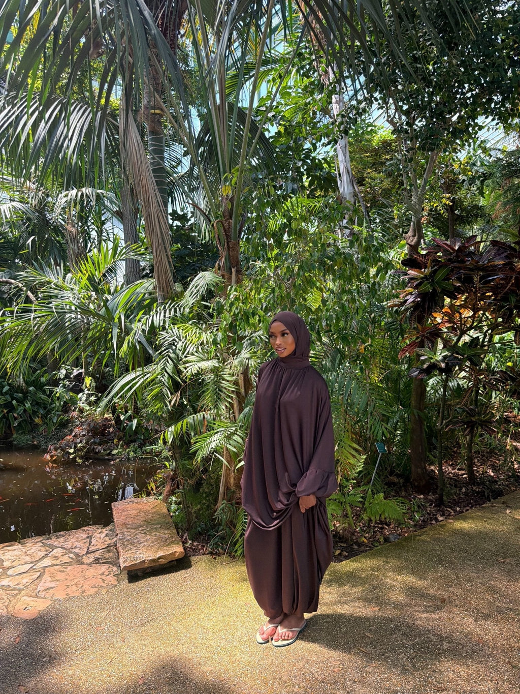 Ensemble de plage Houda Premium Chocolat + Hijab