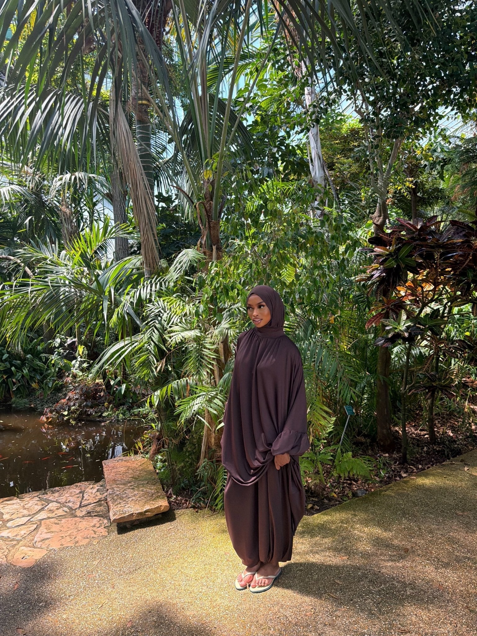 Ensemble de plage Houda Premium Chocolat + Hijab
