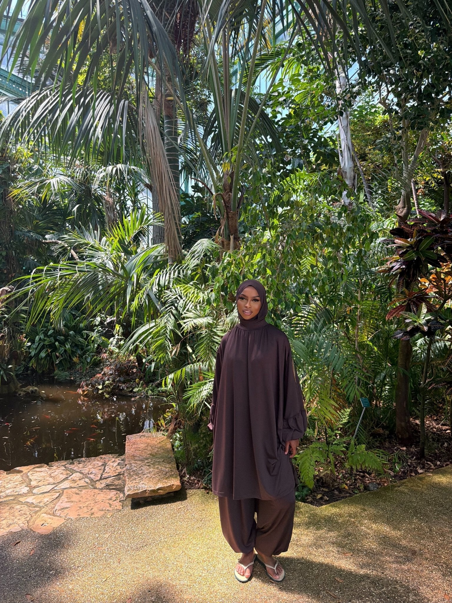 Ensemble de plage Houda Premium Chocolat + Hijab