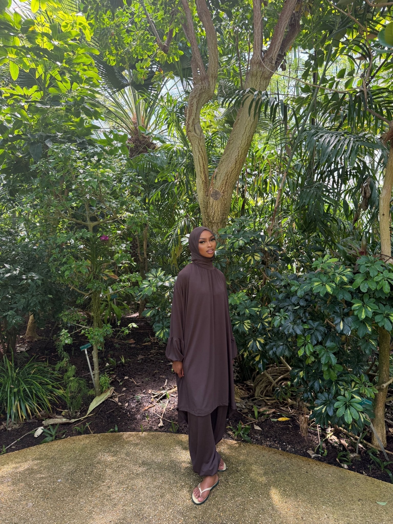 Ensemble de plage Houda Premium Chocolat + Hijab