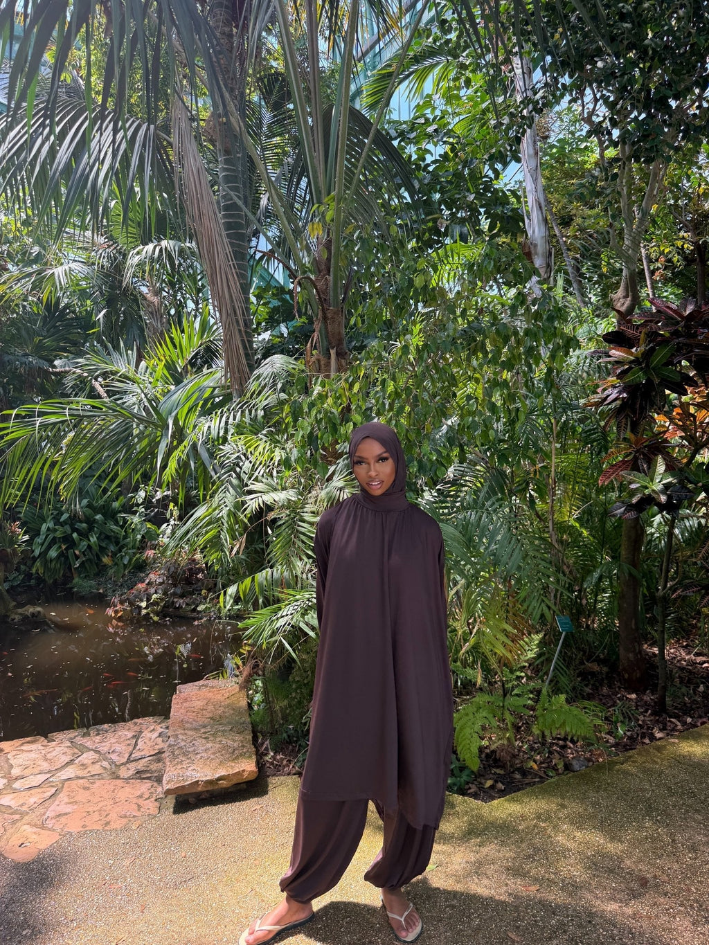 Ensemble de plage Houda Premium Chocolat + Hijab