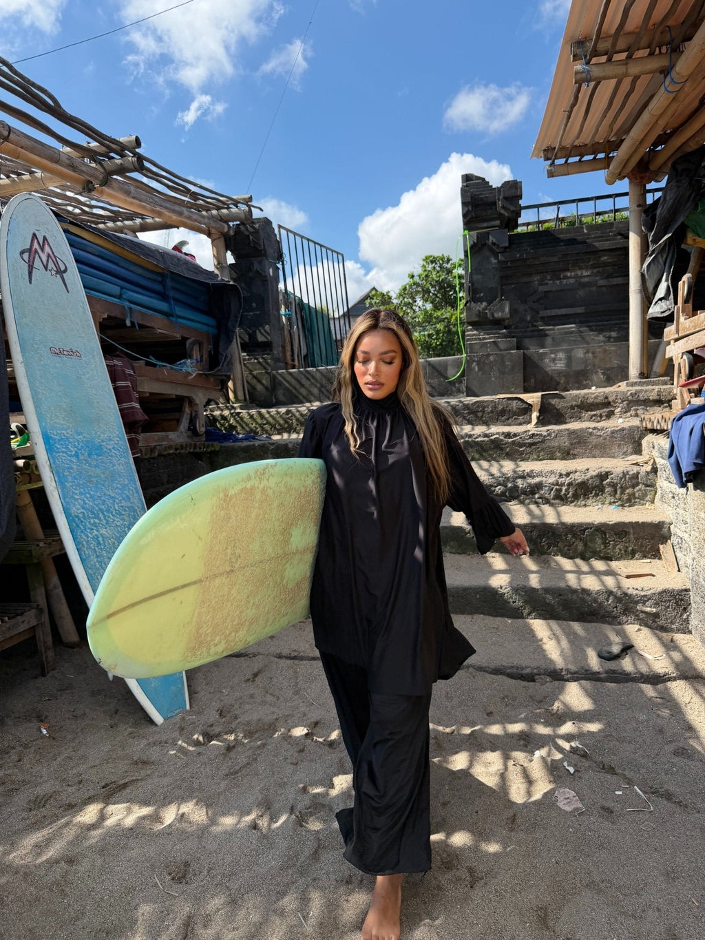 Ensemble de plage Houda Premium Noir + Hijab