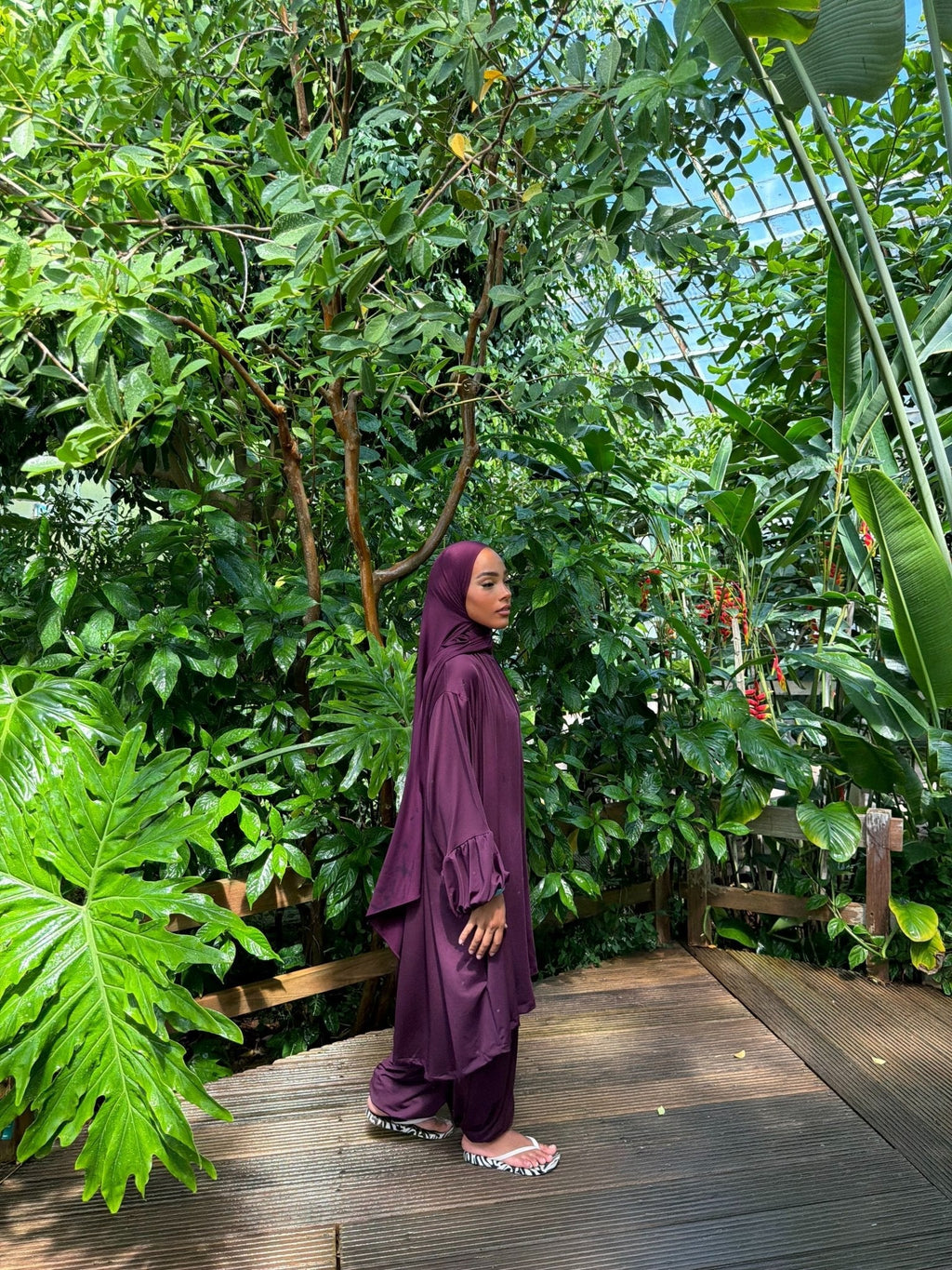 Ensemble de plage Houda Premium Prune + Hijab