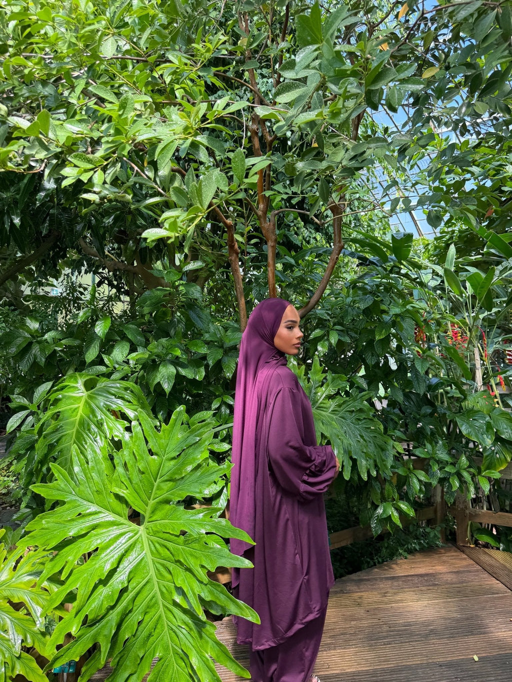 Ensemble de plage Houda Premium Prune + Hijab