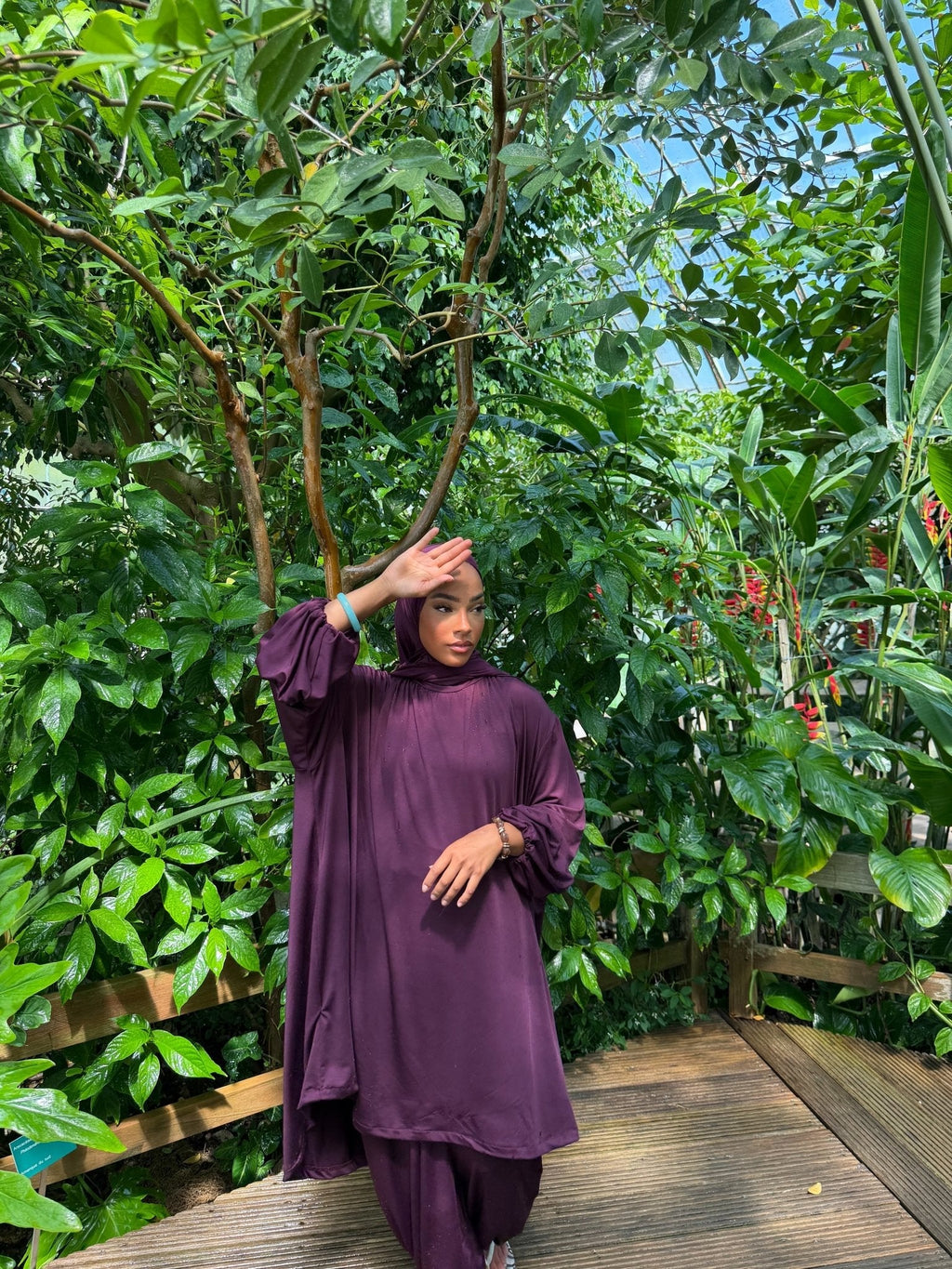 Ensemble de plage Houda Premium Prune + Hijab