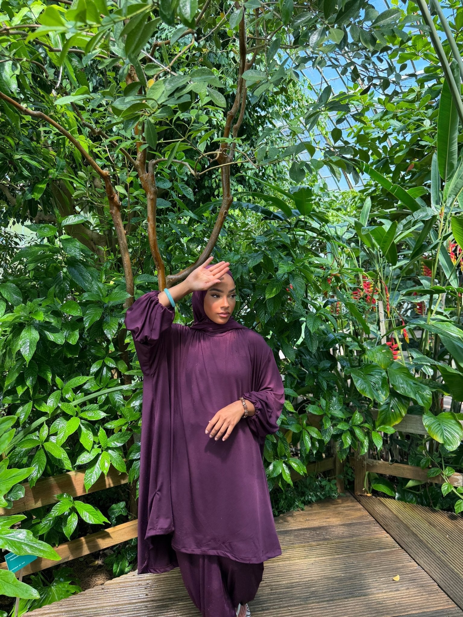 Ensemble de plage Houda Premium Prune + Hijab