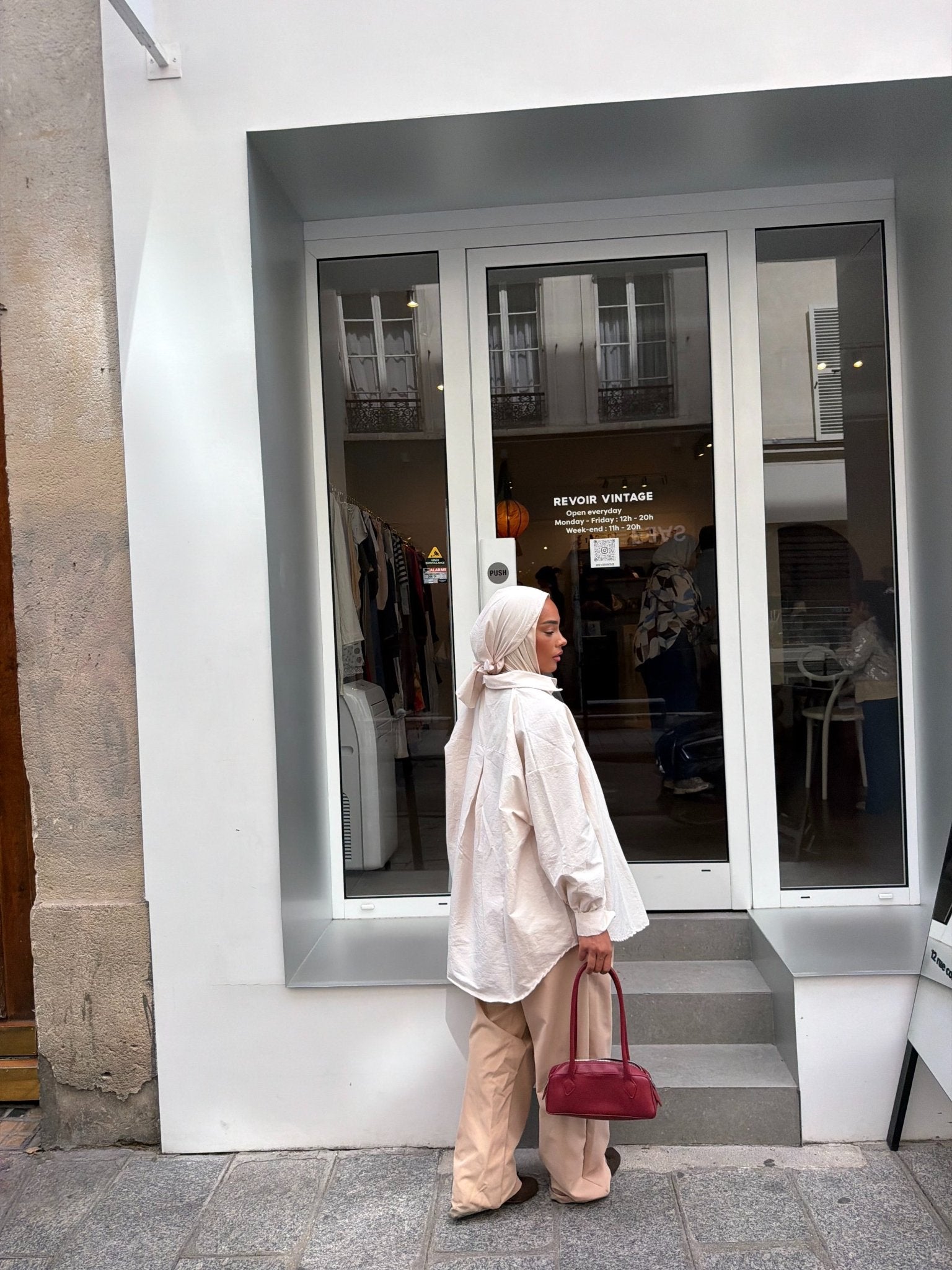 Ensemble Awa Beige clair(Chemise + Hijab)