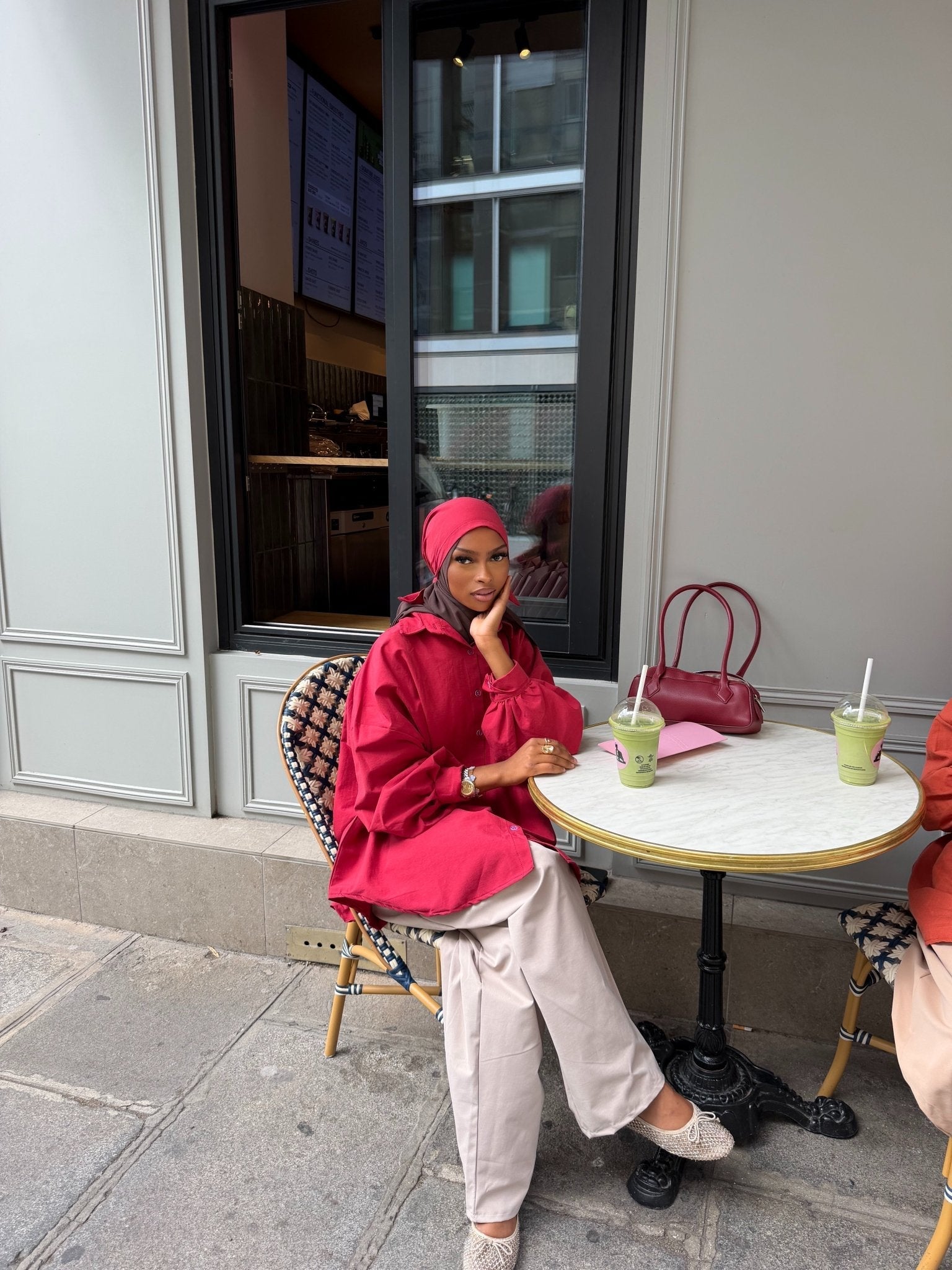 Ensemble Awa Rouge (Chemise + Hijab)