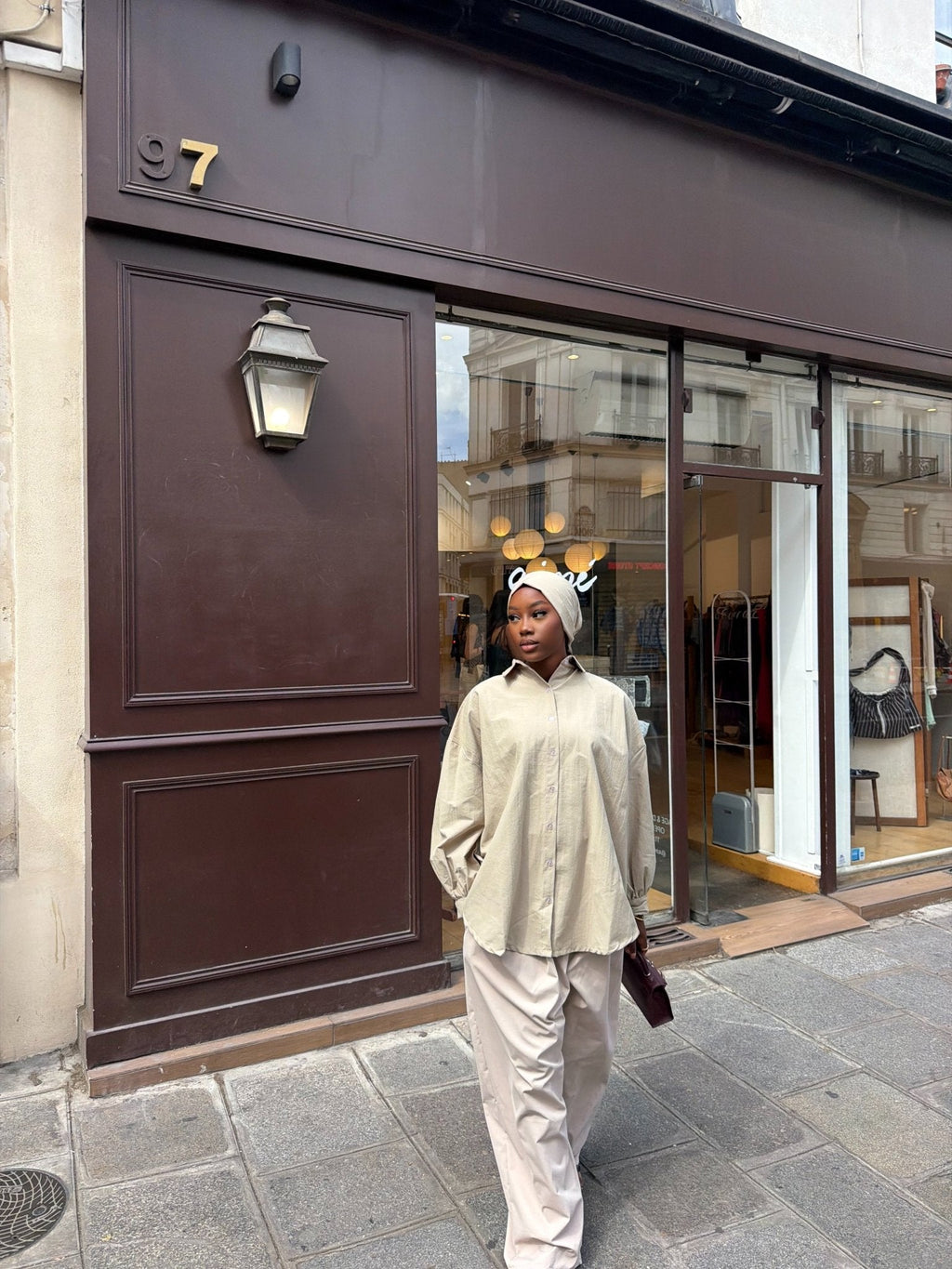 Ensemble Awa Taupe (Chemise + Hijab)