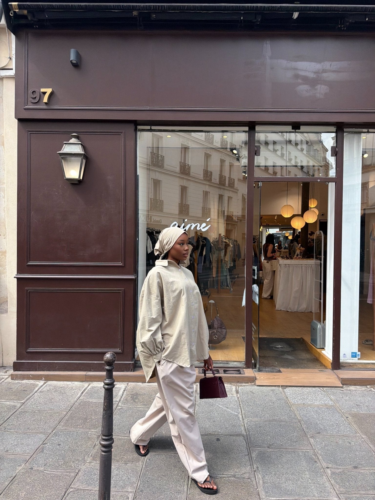 Ensemble Awa Taupe (Chemise + Hijab)