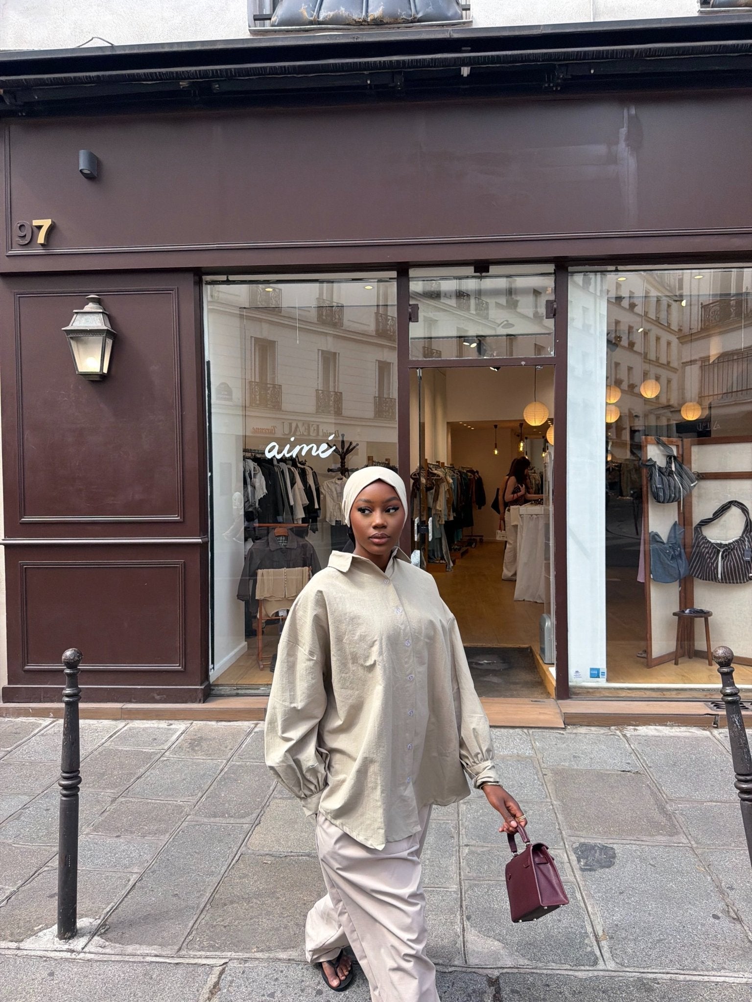 Ensemble Awa Taupe (Chemise + Hijab)