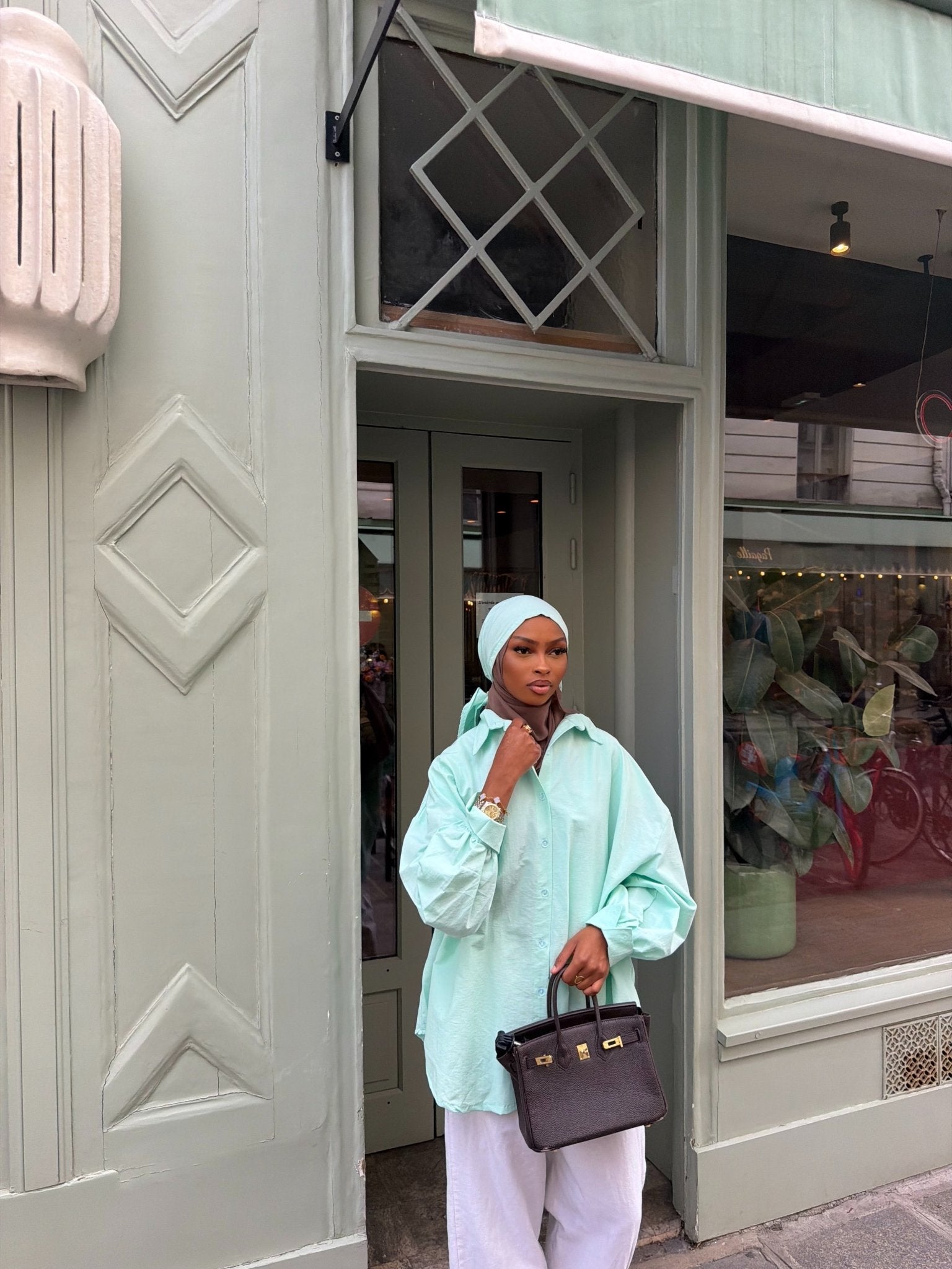 Ensemble Awa Turquoise (Chemise + Hijab)