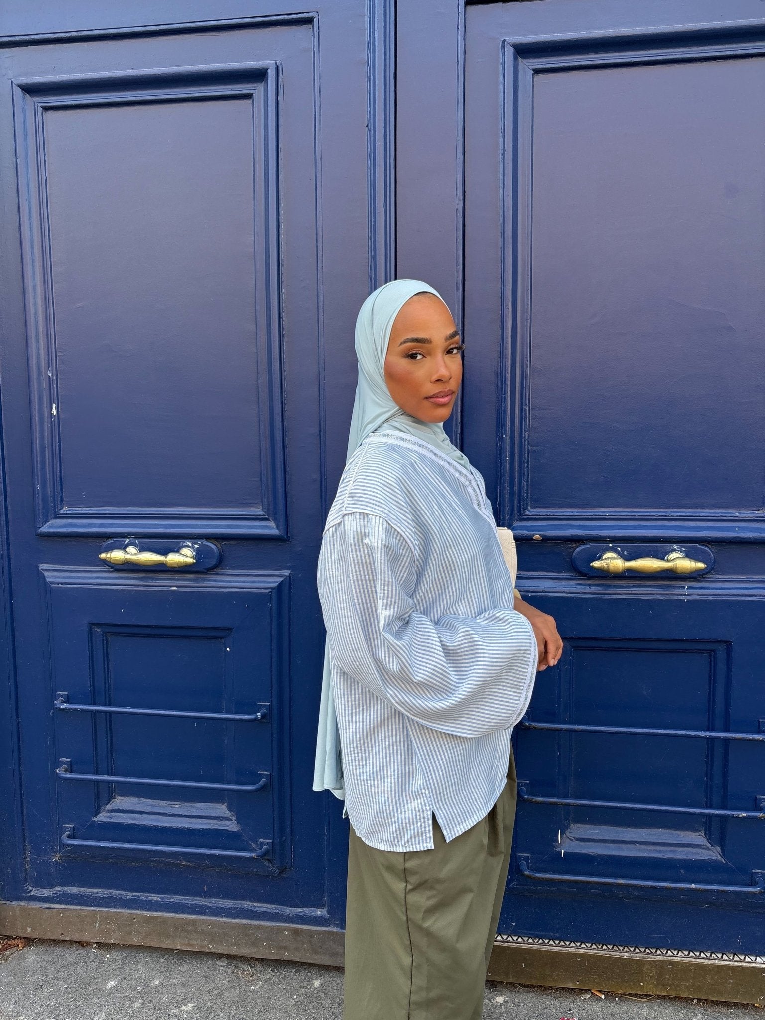 Haut Marrakech Rayé Bleu ciel