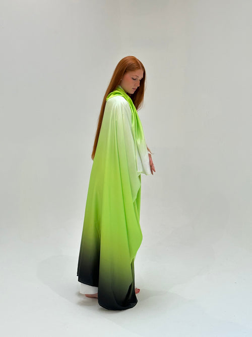 Abaya +Hijab Rainbow Jaune Verte