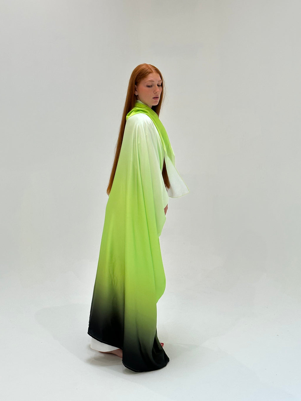 Abaya +Hijab Rainbow Jaune Verte