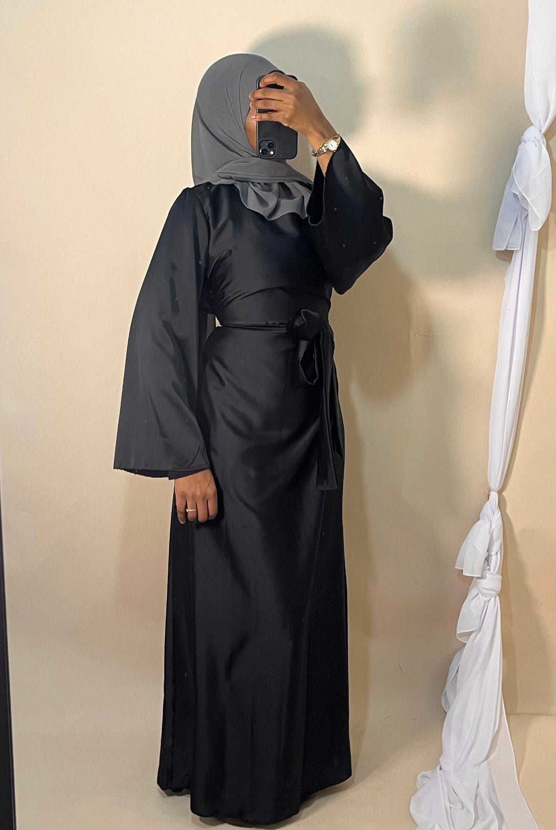 Kimono en Crêpe Phillipine Noir