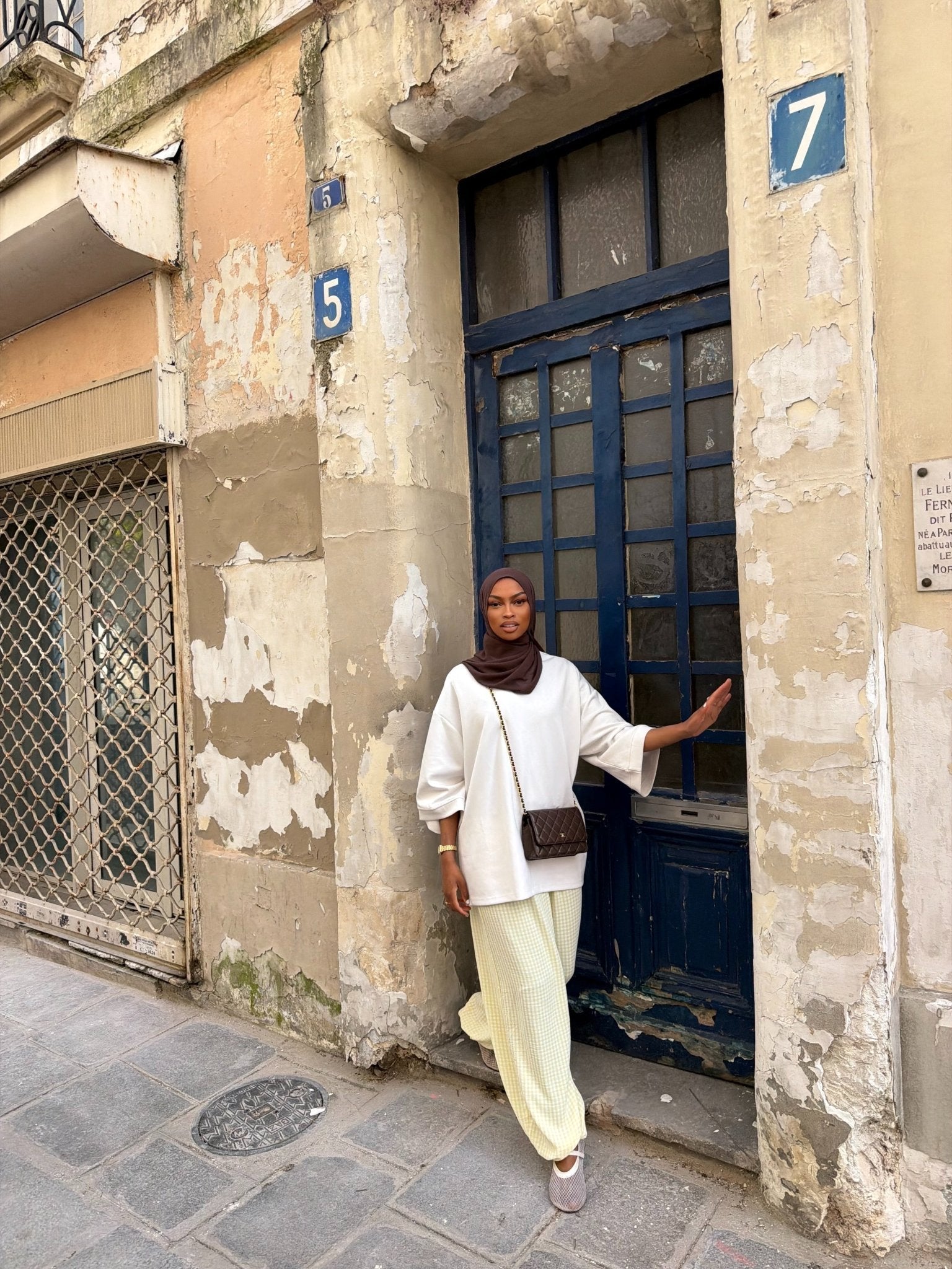 Pantalon Madeleine Jaune-Blanc (Carreaux)