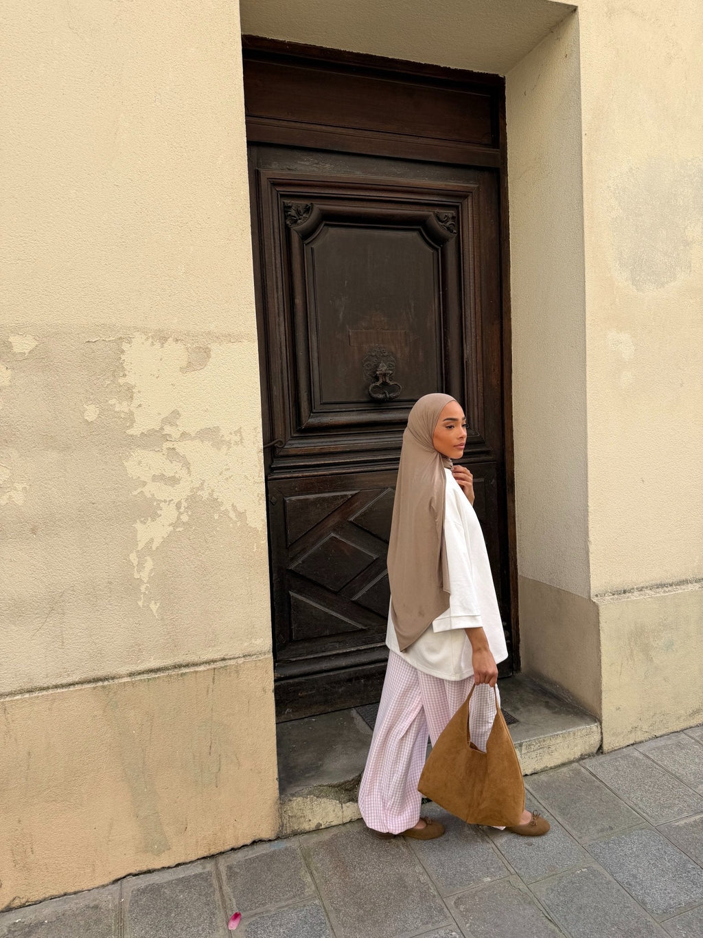 Pantalon Madeleine Rose-Blanc (Carreaux)