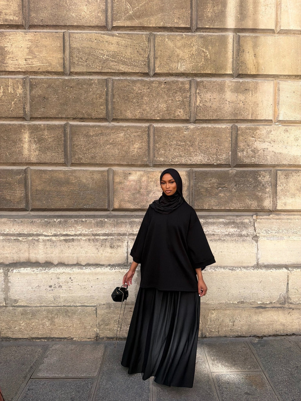 Set Jupe + Hijab Jersey Scuba Premium Noir