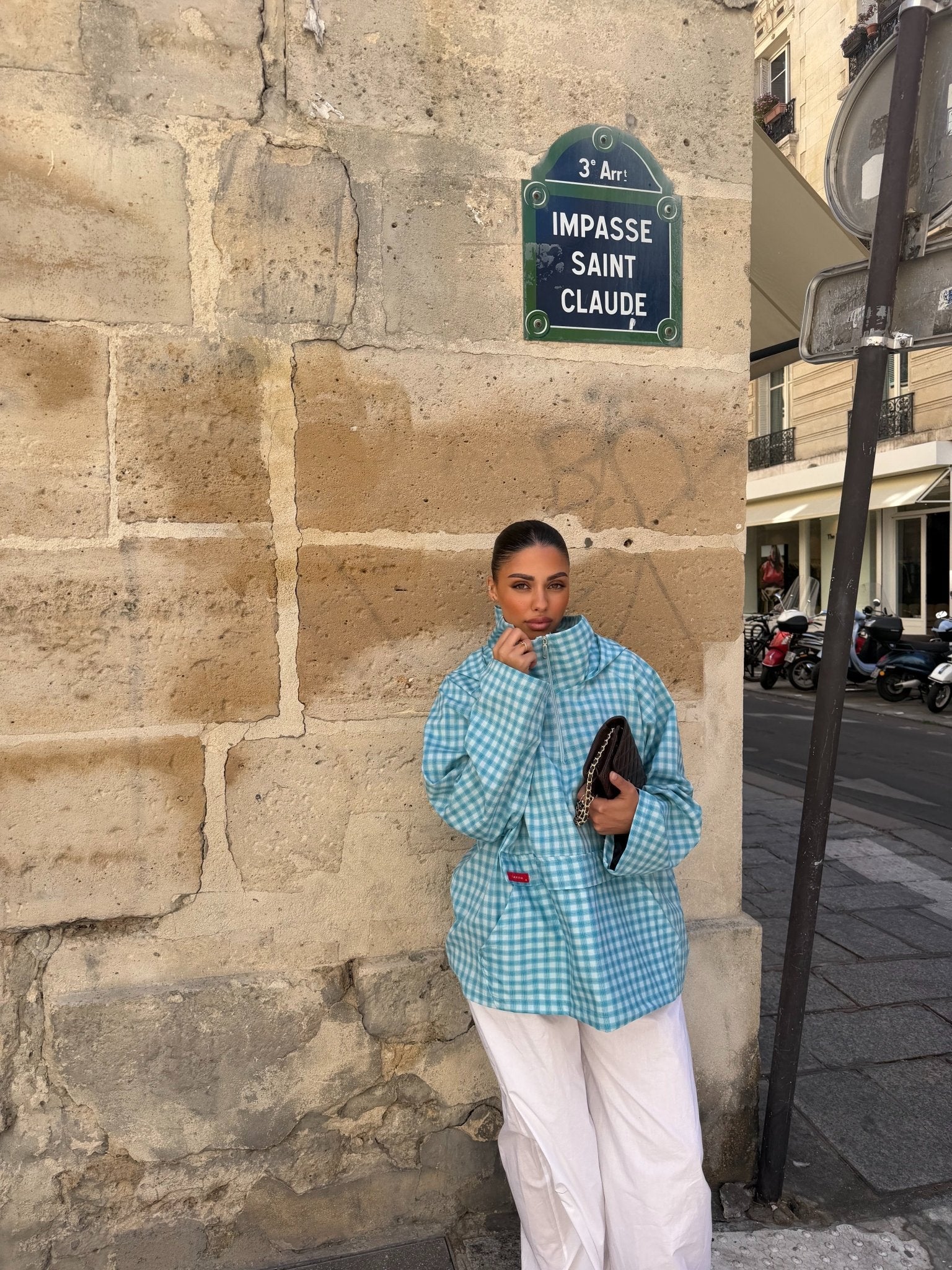 Veste Amara Bleu ciel-Blanc (Carreaux)